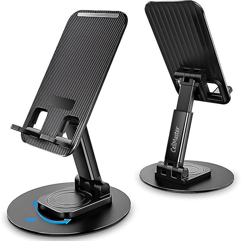 CELLMASTER Cell Phone Stand Rotatable and Foldable Phone Holder with Height and Angle Adjustable (Black) - Image 1