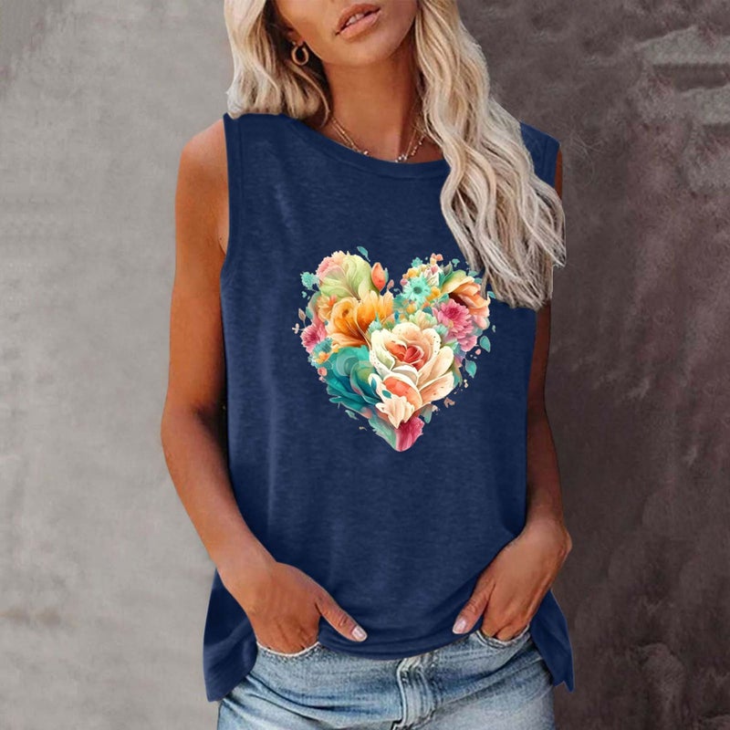 2023 Shirt New Summer Beach Sunset Coconut Tree Round Neck Sleeveless T-Shirt - Image 5