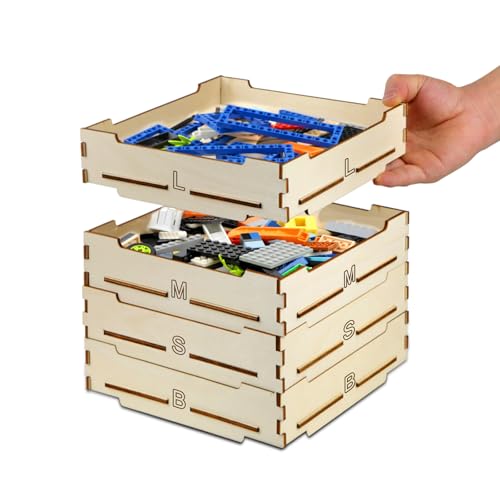 WSBXBB 4 Tray Sorter Sifter Box Used for Lego Storage Sorter Brick Box for Lego Blocks Gift for LegoLover Gift for Teens and Adults 3 Different Size Sorters Perfect for LegoBlocks - Image 1