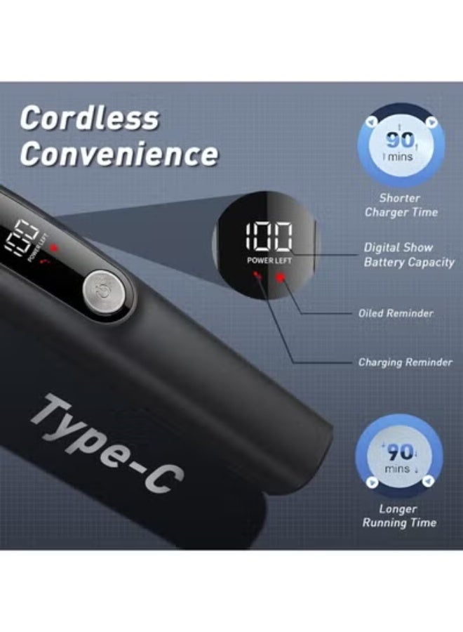 دوشر ماكينة حلاقه فاخرة رجالي، مجموعة ادوات تصفيف الكهربائية 5 في 1 مع وقت تشغيل لمدة 90 دقيقة، شاشة LED، شحن Type-C - Image 4