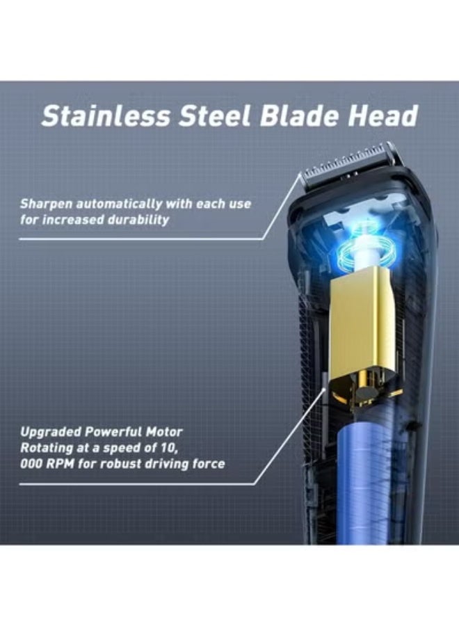 دوشر ماكينة حلاقه فاخرة رجالي، مجموعة ادوات تصفيف الكهربائية 5 في 1 مع وقت تشغيل لمدة 90 دقيقة، شاشة LED، شحن Type-C - Image 5