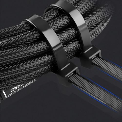 VTECHOLOGY 200Pcs 8Inch Heavy Duty Industrial Zip Toes,40lbs Tensile Strength Releasable Black Cable Ties, Reusable Zip Toes Tie Straps For Garden Plant Secure Vine, Home, Office Use - Image 2