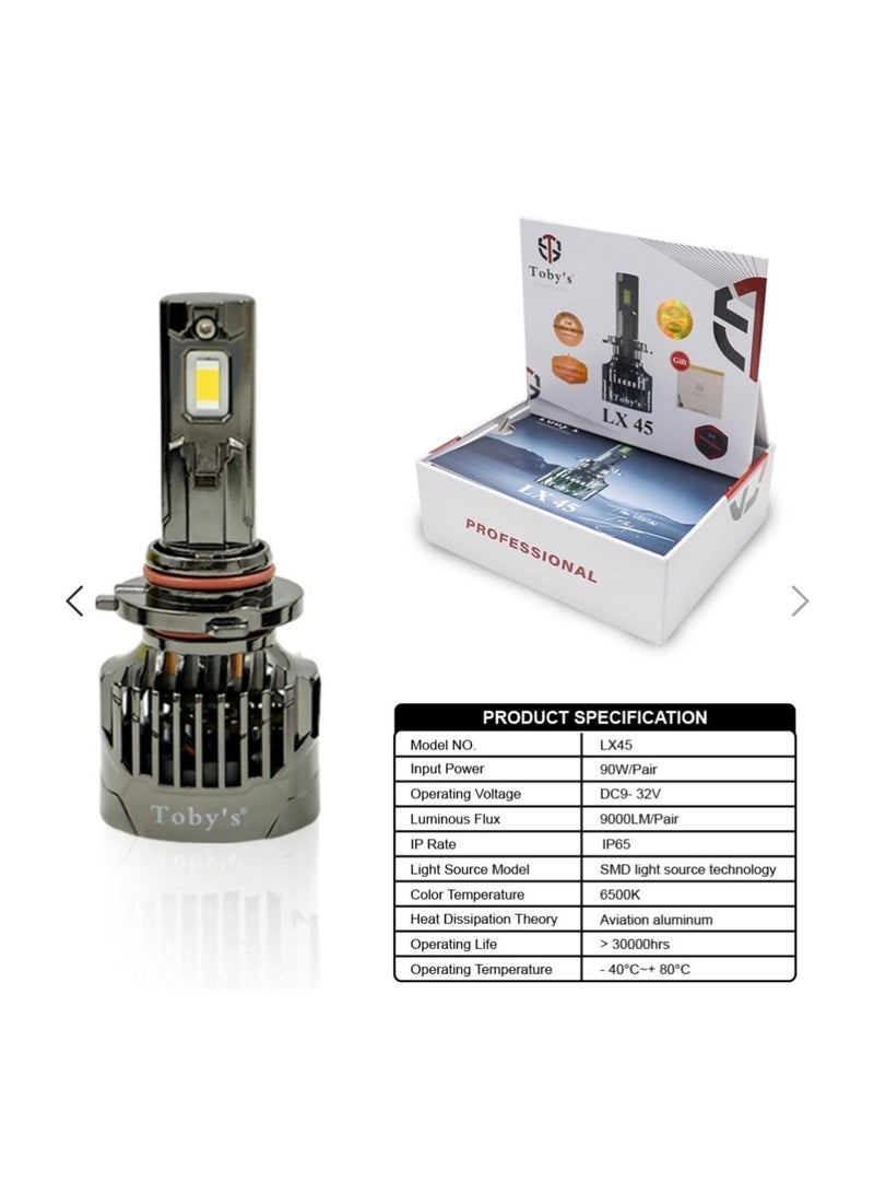 Toby's LX 45 LED Car Headlight Bulbs 45W 6500K White H1 Pack of 2 - Image 2