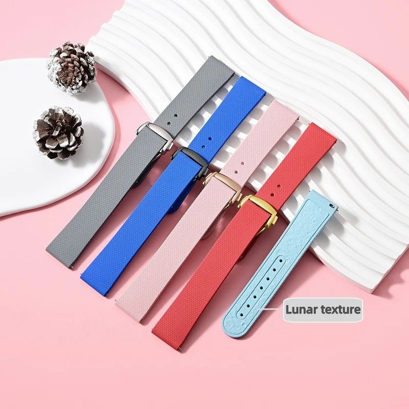 Bluejw Hot Sale FKM Watch Band for Omega Swatch Moonswatch Replace Strap 20mm Lunar Texture Fluoroelastomer Watch Strap - Image 2