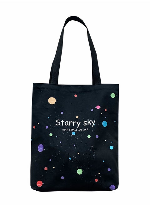 Canvas Tote Bag with Polka Dot Splatter Pattern