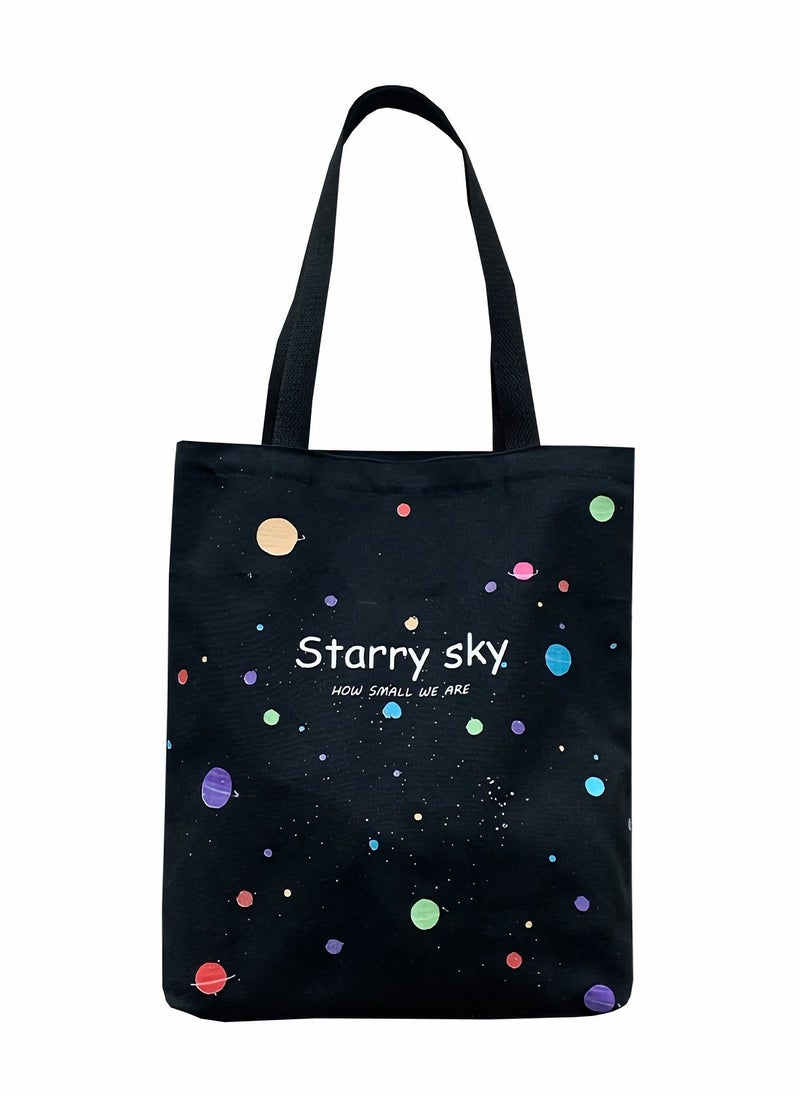 SYOSI - Canvas Tote Bag with Polka Dot Splatter Pattern - Image 1