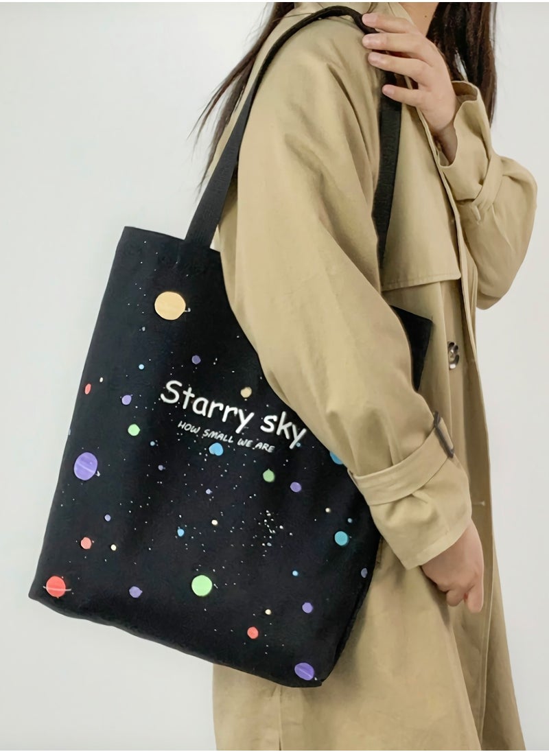SYOSI - Canvas Tote Bag with Polka Dot Splatter Pattern - Image 1