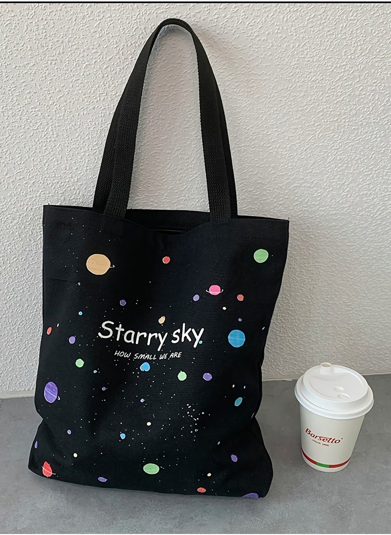 SYOSI - Canvas Tote Bag with Polka Dot Splatter Pattern - Image 1