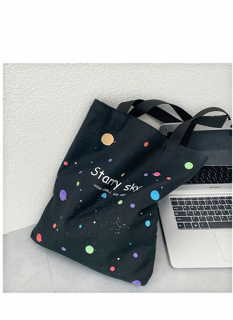 SYOSI - Canvas Tote Bag with Polka Dot Splatter Pattern - Image 1