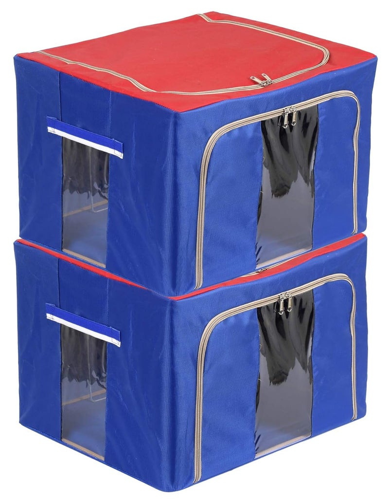 Kuber Industries Living Box Wardrobe Organizer Cloth Storage Bags with ZipSet Of 266 LitreBlue Red F_26_KUBMART016904 - Image 1