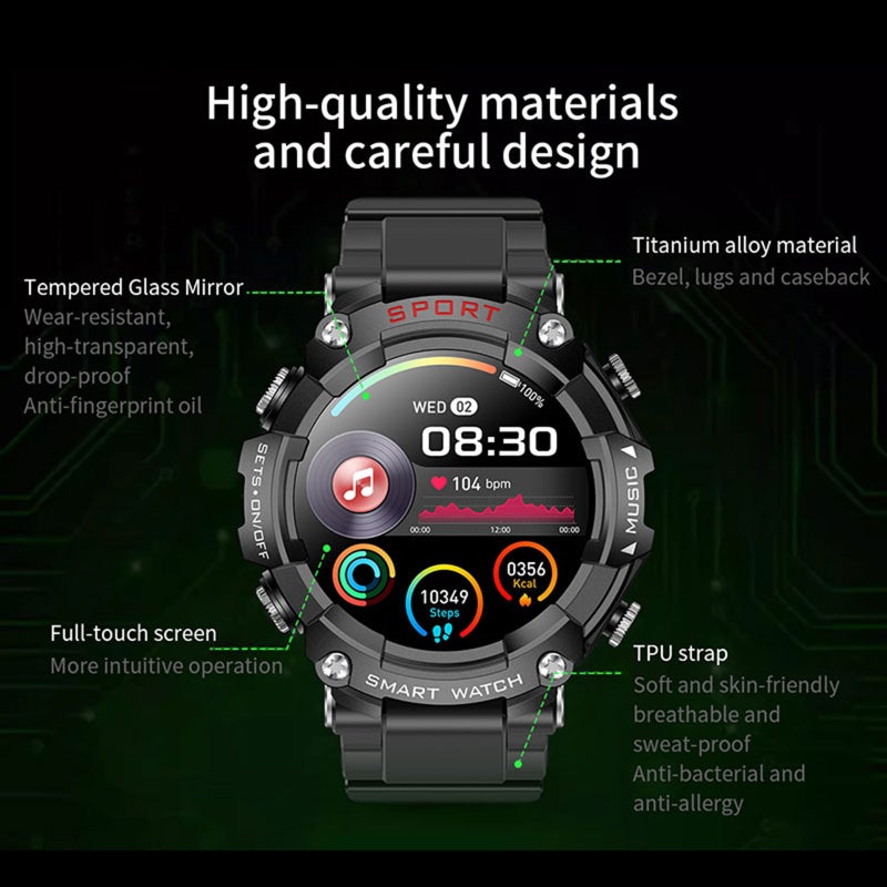 T96 Smart Bracelet Sports Watch 1.52-Inch FullTouch Screen Fitness Tracker IP67 Waterproof BT Call Blood Oxygen/Sleep/Heart Rate/Blood Pressure Monitor Multiple Sports Mode - Image 2
