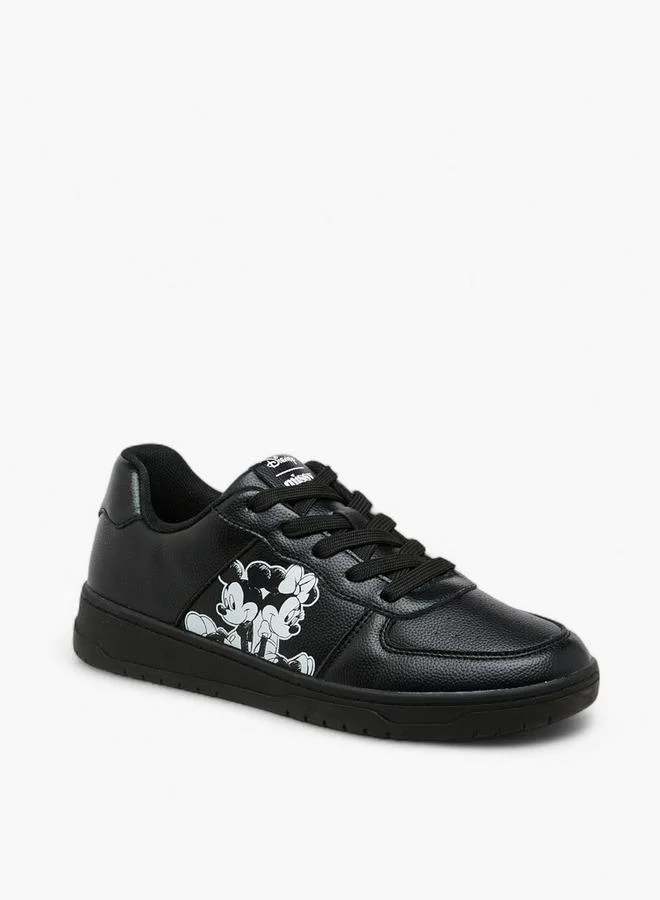 ديزني Mickey And Minnie Mouse Print Lace-Up Sneakers