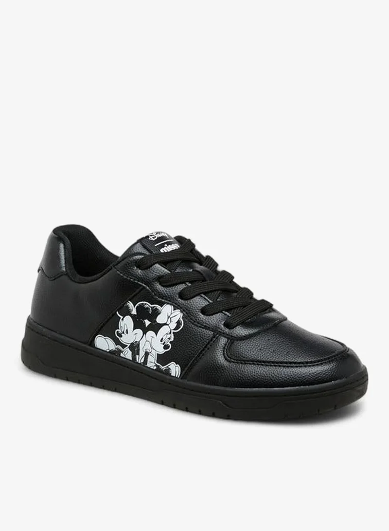 ديزني Mickey And Minnie Mouse Print Lace-Up Sneakers