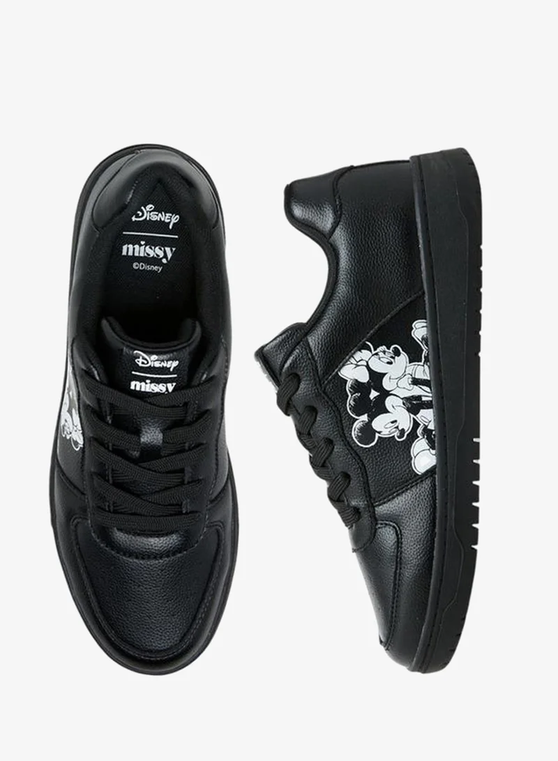 ديزني Mickey And Minnie Mouse Print Lace-Up Sneakers