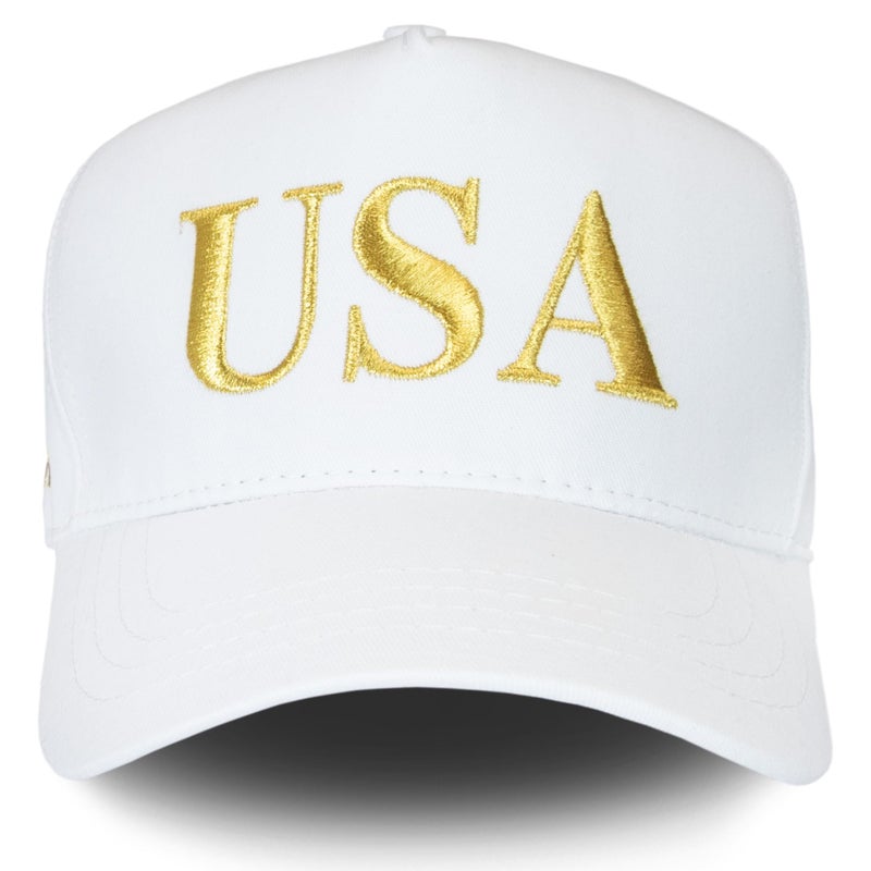 Trump USA 45-47 Hat White/Gold - Image 1