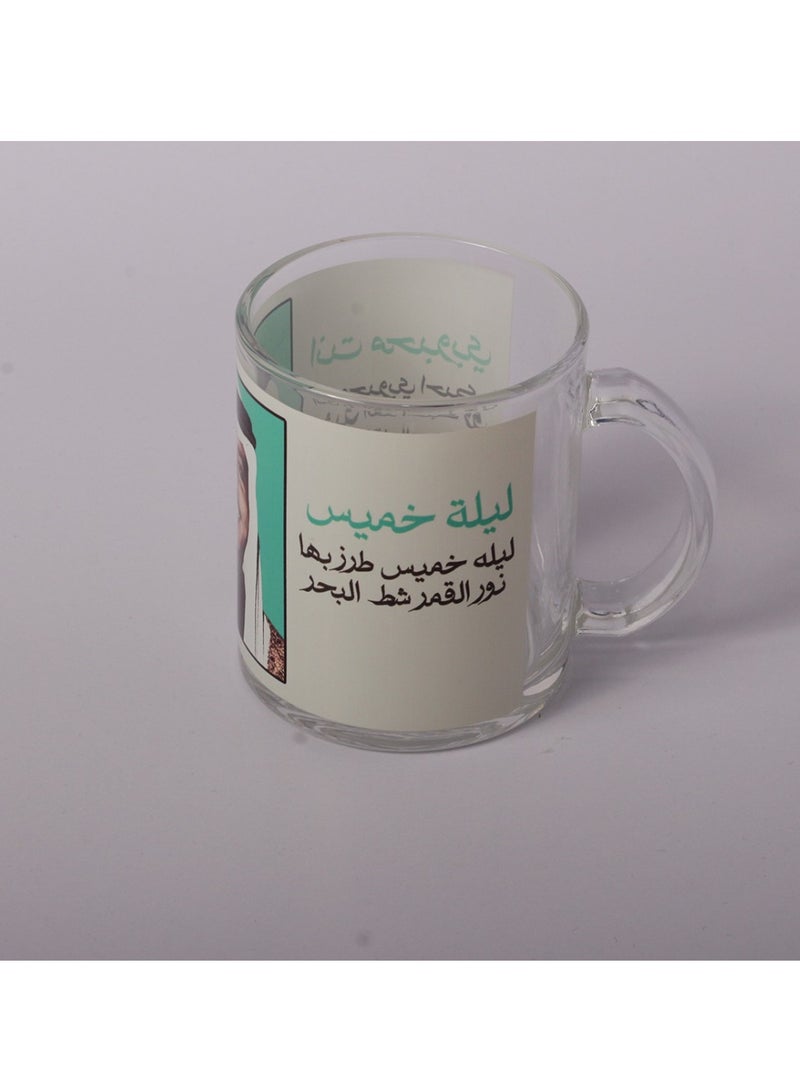 Story Of Candle A transparent glass cup printed with the design “Mohamed Abdo with two of his sweetest songs”  - Image 1