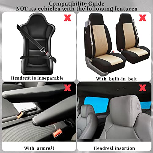 ROCEEI 47 Pcs Car Seat Cover Full Set Car Accessories for Front Rear Seat Fluffy Steering Wheel Cover Belt Automotive Floor Mats Air Conditioner Decoration Strip(Beige) - Image 2