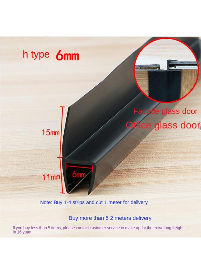 Bluejw Special Thick Shower Room Water Barrier Magnetic Door Gap Wind Barrier Waterproof Strip Bathroom Glass Door Sealing Strip Anti-collision Black - Image 1