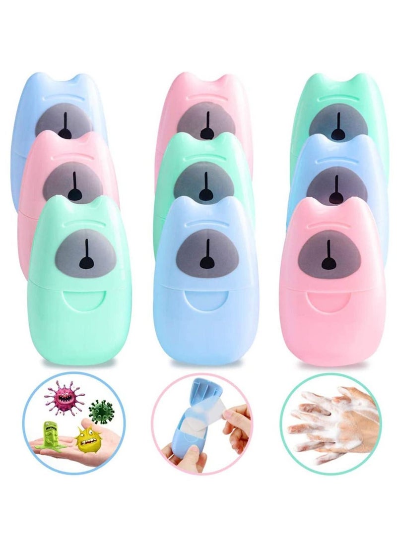 Y&D 9 Boxes Portable Disposable Travel Hiking Hand Wash Bath Toilet Paper Soap Sheet 4.5 x 7cm Useful Hands Washing Scented Boxed Random Color - Image 1