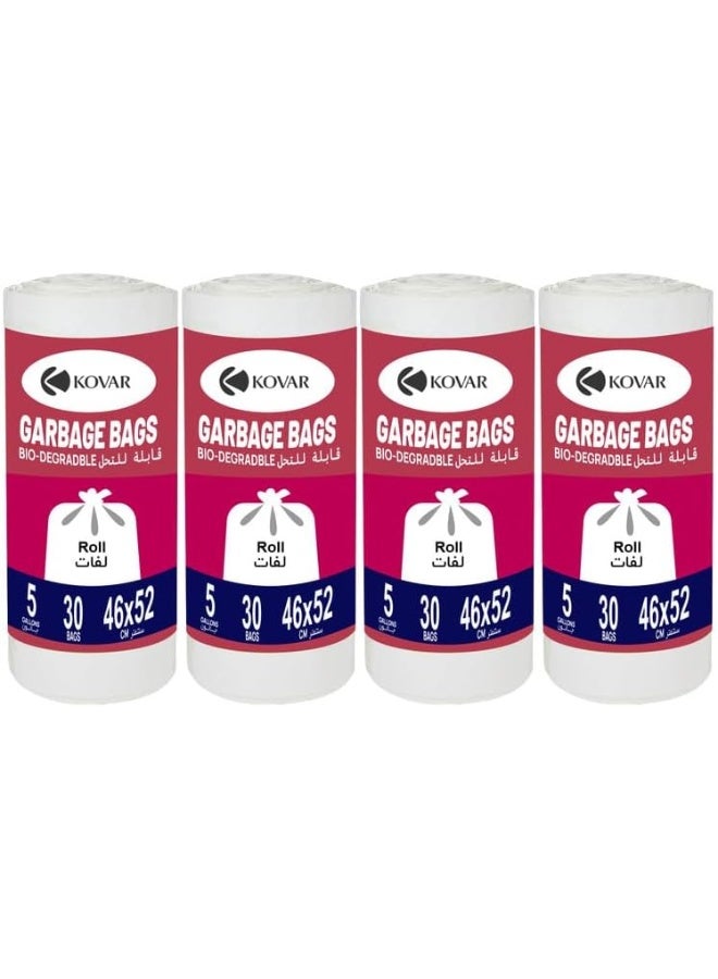 Kovar Biodegradable & Antibacterial Garbage Bags -5 Gallon, 46X52Cm, 4-Pack Roll Set - Image 1