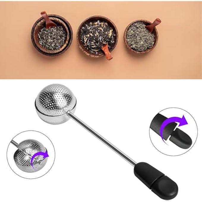 MAKINGTEC Twisting Stainless Steel Tea Infuser Tea Steeper Tea Infusers Loose Tea Infuser With Long Handle Tea Filter Steel Tea Ball Loose Leaf Tea Steeper For Loose Leaf Tea Brewing MessFree Brewing - Image 4