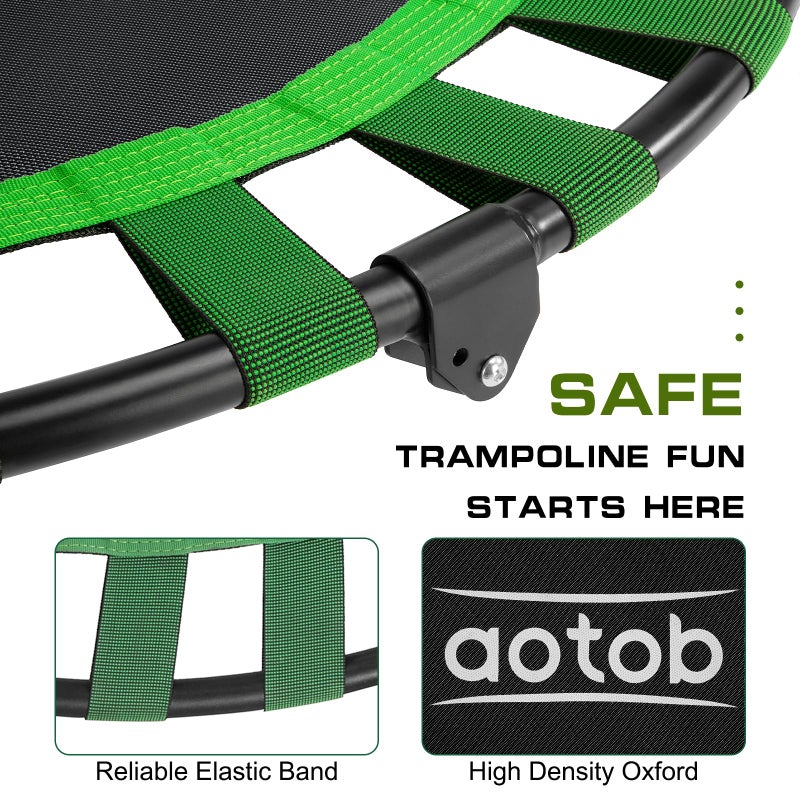 AOTOB 40" Fitness Trampoline for Adult, Max Load 450 LBS, Foldable Mini Rebounder with Durable Bungees, Small Exercise Trampoline for Workout for Quiet & Safely Cushioned Bounce(Green) - Image 4