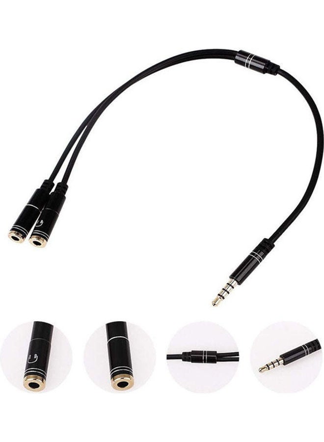 Plated Aux Audio Splitter Y Cable 2 X 3.5Mm Female To 1 Male 3.5Mm 4 Poles To Connect Pc Headset To Mobile Phone And Laptop Black - Image 2