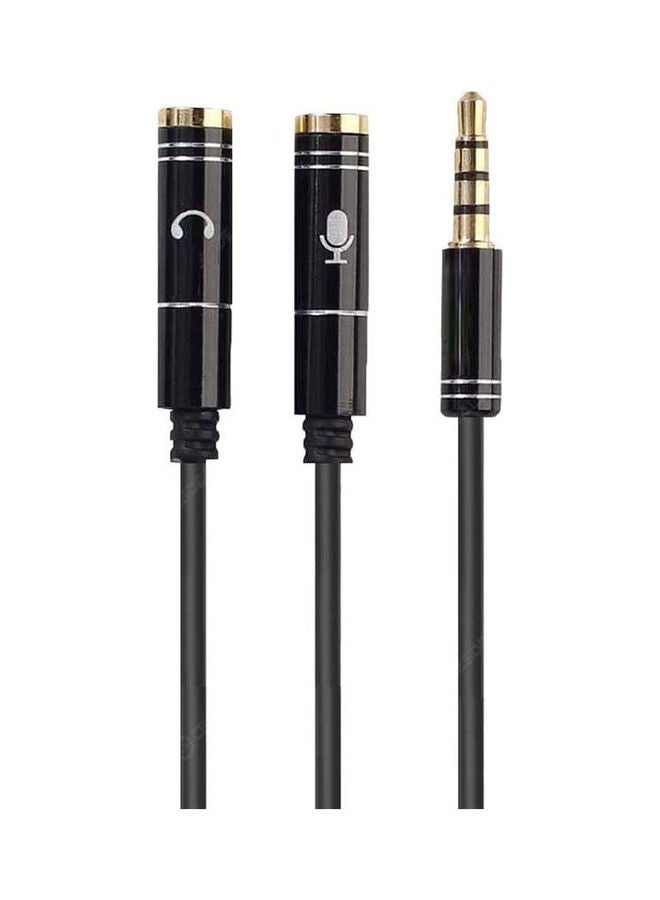 Plated Aux Audio Splitter Y Cable 2 X 3.5Mm Female To 1 Male 3.5Mm 4 Poles To Connect Pc Headset To Mobile Phone And Laptop Black - Image 1