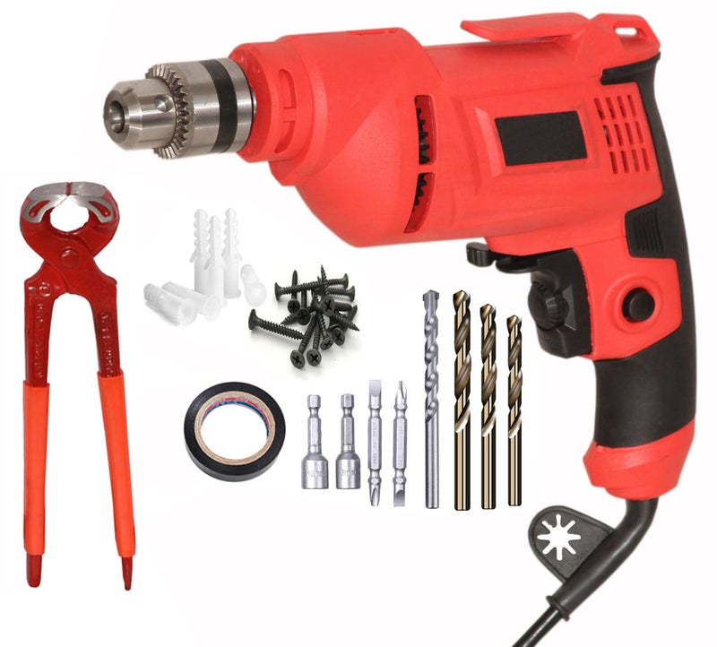 Digital Craft Electric Drilling Tool Multifunction Household Hand Drill Machine Highpower Pistol Drill Electric Reversible Drill Machine 10MM 600WPVC Tape Gypsum Screw Plug8 Pincer Plier - Image 1