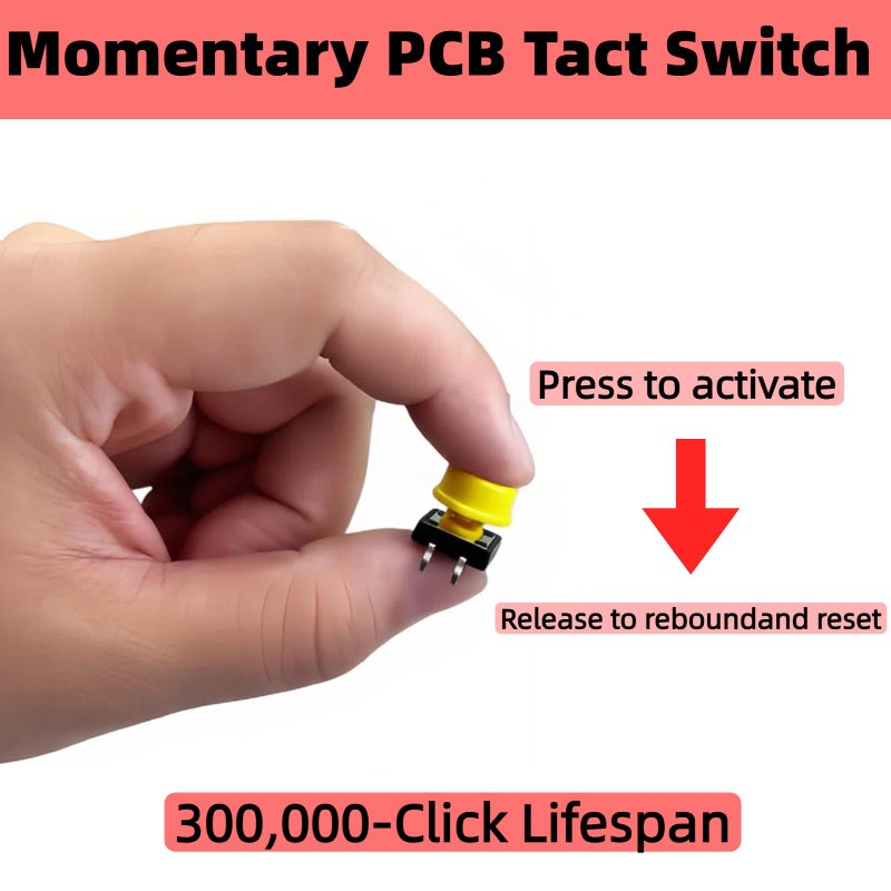 EGSCST 120PCS 12x12x7.3 mm Tact Tactile Push Button Switch Kit, 4 Pin Yellow Momentary SMD PCB Switches Set with 7 Color Arduino Buttons Caps for DIY Electronics Projects, PCB Prototyping - Image 4