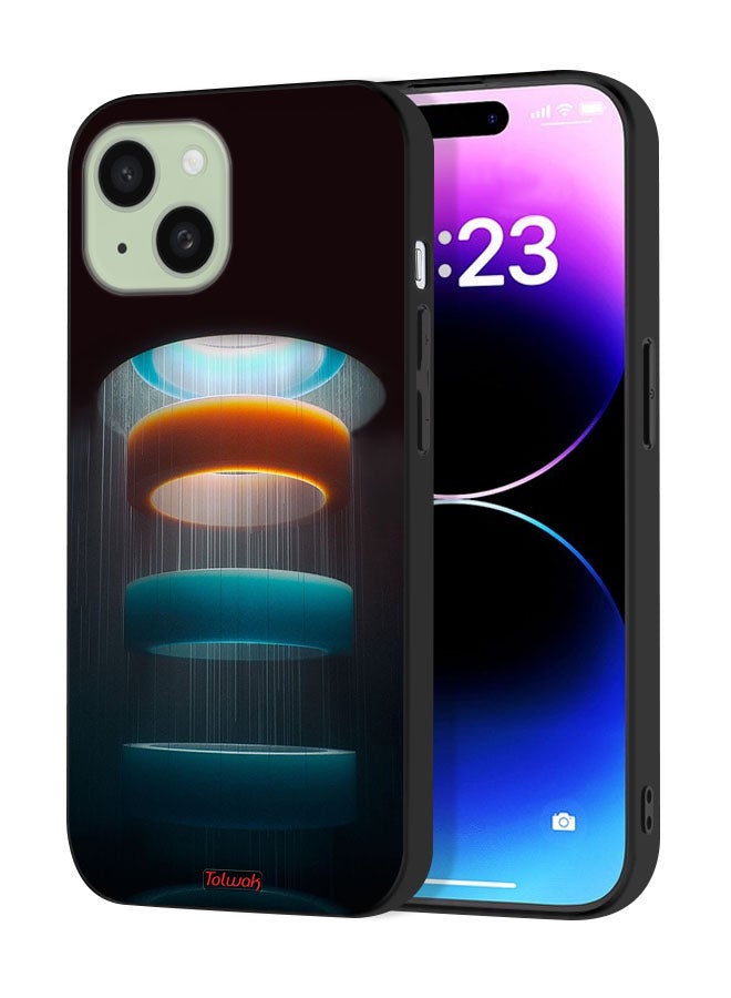 Tolwak Apple iPhone 15 Protective Case Cover Rings Art Pattern - Image 1