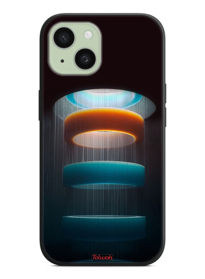 Tolwak Apple iPhone 15 Protective Case Cover Rings Art Pattern - Image 2