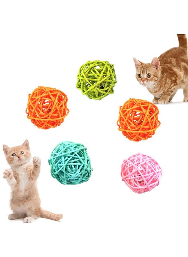 Andiker Cat Balls, 5pcs Colorful and Build-in Bell Cat Sound Ball Toy Bird Toys Natural Play Balls Parrot Gnawing Toy Chew and Chase Cat Toys for Indoor Cats to Keep Fit and Active (Bell Ball) - Image 1