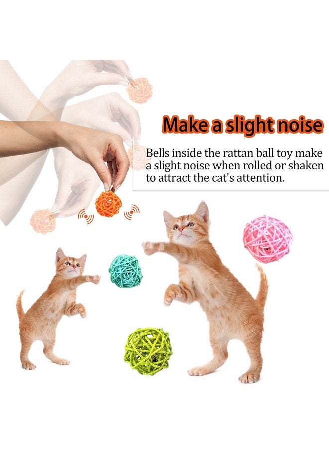 Andiker Cat Balls, 5pcs Colorful and Build-in Bell Cat Sound Ball Toy Bird Toys Natural Play Balls Parrot Gnawing Toy Chew and Chase Cat Toys for Indoor Cats to Keep Fit and Active (Bell Ball) - Image 2