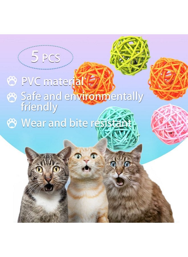 Andiker Cat Balls, 5pcs Colorful and Build-in Bell Cat Sound Ball Toy Bird Toys Natural Play Balls Parrot Gnawing Toy Chew and Chase Cat Toys for Indoor Cats to Keep Fit and Active (Bell Ball) - Image 4