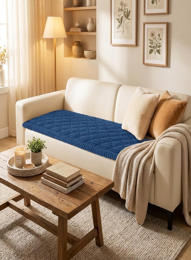 smiry غطاء أريكة سميري للحيوانات الأليفة، قابل للغسل، أغطية سميكة لأريكة بثلاث وسائد، أغطية أريكة مانعة للانزلاق لحماية الوسائد (أزرق داكن، 27.6 بوصة × 59 بوصة). - Image 2