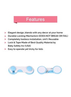 Safe-O-Kid Pack Of 1Easy To Use Durable Colorful Child Proof Eudimon Lock Blue  - Image 3