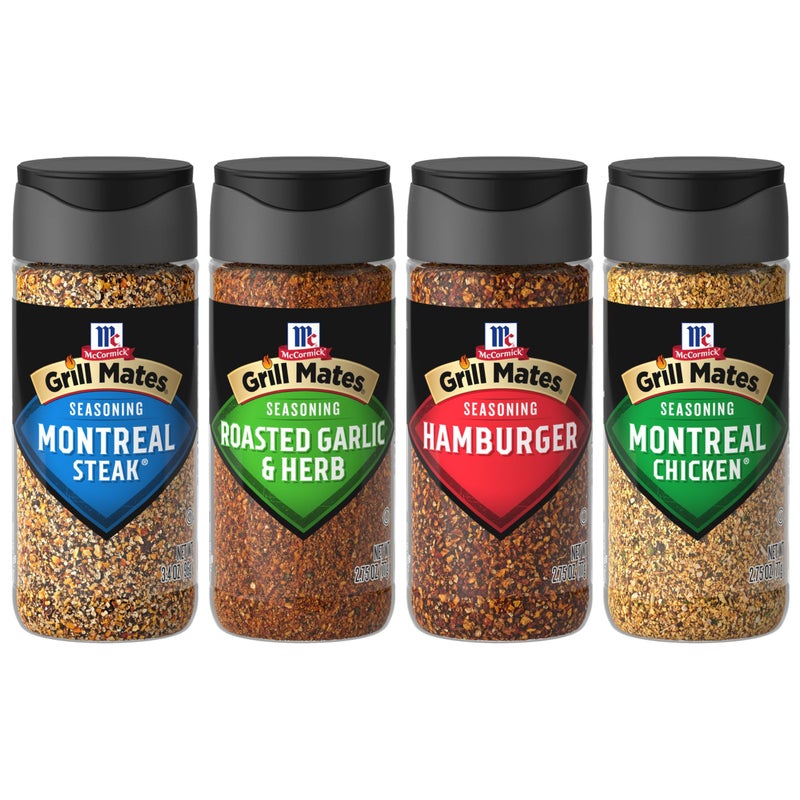 McCormick Grill Mates Spices, Everyday Grilling Variety Pack (Montreal Steak, Montreal Chicken, Roasted Garlic & Herb, Hamburger), 4 Count - Image 1