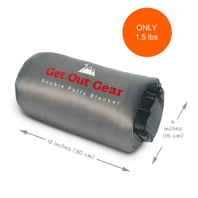 Get Out Gear Double Puffy Camping Blanket - Extra Puffy, Packable, Lightweight and Warm | Ideal for Outdoors, Travel, Stadium, Festivals, Beach, Hammock | Water-Resistant Camp Quilt (Gray/Burgundy) - Image 4