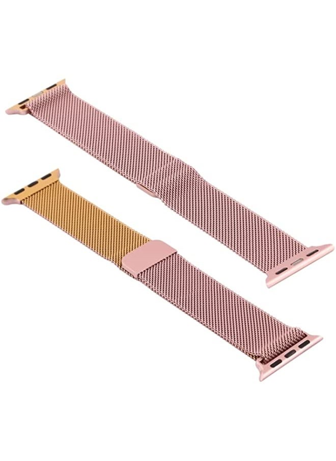 Generic - Band For Apple Watch Series 8/7 41mm / SE 2/6 / SE / 5/4 40mm / 3/2 / 1 38mm Milanese Gradient Stainless Steel Watch Band Gold+Rose Gold - Image 1