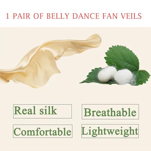 Nimiman womens 1 Pair(Left+Right) Silk Belly Dance Fan Veil 1.8m Classical Colors((Dark) Blue+Purple+Rose+Orange) - Image 3