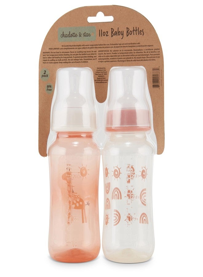 Cudlie Premium 2-Pack Baby Bottles - 11 Ounce, Hourglass Shape, Fun Boys and Girls Prints, Clear Cover - BPA-Free - Image 3