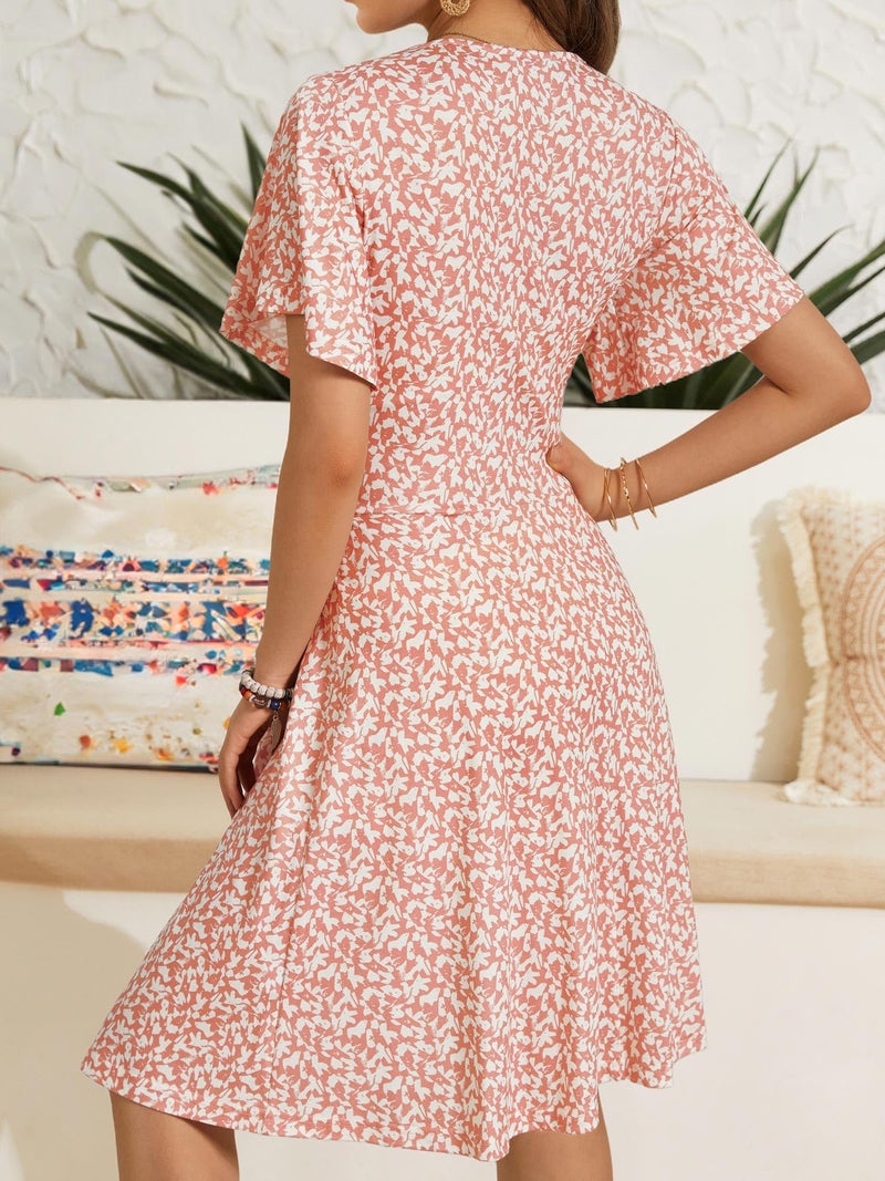 FENSACE Milkmaid Dress Summer Skater Slimming Cute Baby Shower Dresses(Pink White Floral-58,X-Large) - Image 5