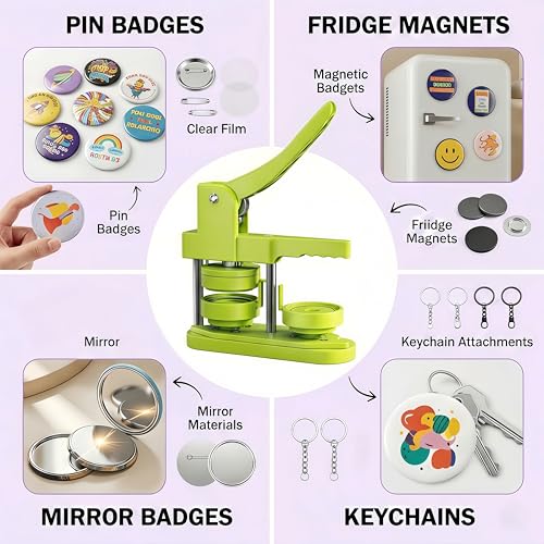 Freeingbag 58mm Button Maker Machine Kit, Installation-Free Button Pin Maker & Pin Maker Machine with 100 Sets Supplies, Circle Cutter & Bonus DIY Accessories for Badges, Crafts & School Projects - Image 4