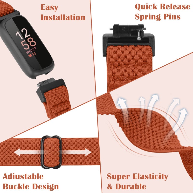 Bcuckood Compatible with Fitbit Inspire 3/Inpsire 2/Inspire/Inpsire HR/Ace 2/Ace 3 Bands, Elastic Adjustable Replacement Wristband Women Men Kids Stretchy Soft Sport Nylon Loop Straps - Image 3