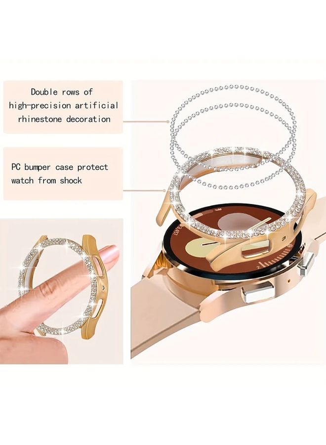 Silvery Black Golden Rose Gold Dual Drill Case For Galaxy Watch6 40mm - Image 4