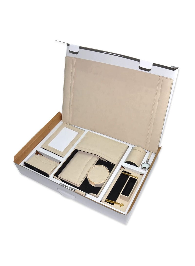 FIS طقم مكتب تنفيذي من 11 قطعة من FIS مصنوع من مادة البولي يوريثان الإيطالية، لون كريمي - FSDS182CR - Image 2