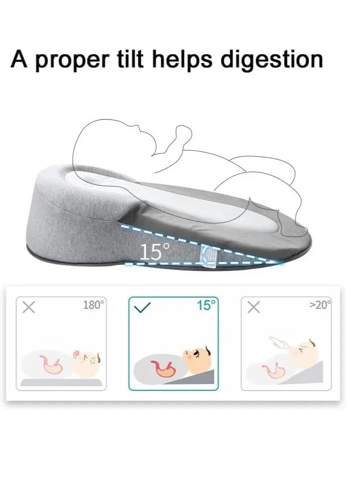 Baby Feeding Support Pillow, Anti Reflux Newborn Pillow, Reflux Breastfeeding Nursing Pad Mat for Reducing Spit-Up, Bottle Feeding (Grey) - Image 3