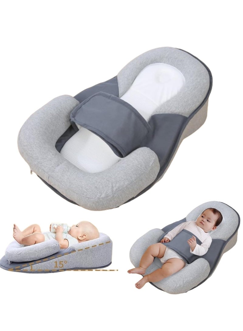 Baby Feeding Support Pillow, Anti Reflux Newborn Pillow, Reflux Breastfeeding Nursing Pad Mat for Reducing Spit-Up, Bottle Feeding (Grey) - Image 1