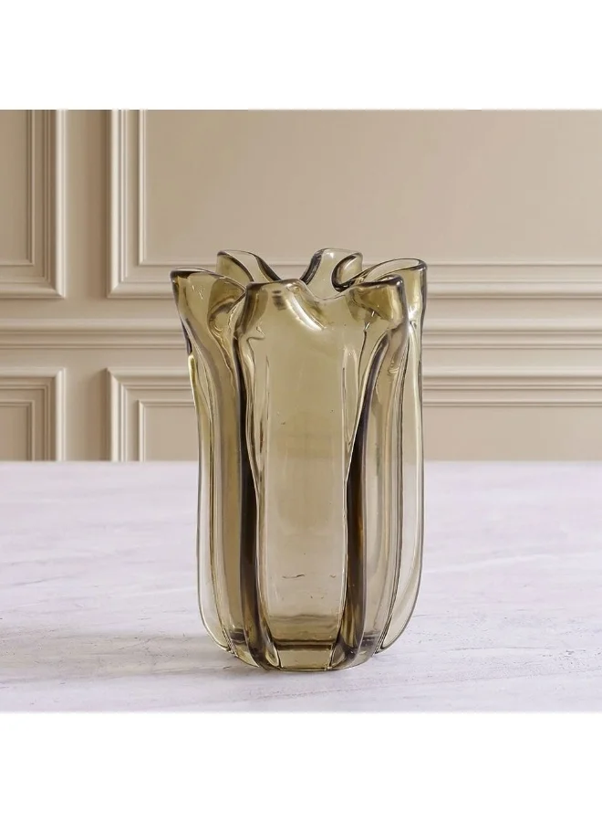 DANUBE HOME Mirabella Glass Vase Brown 12x20cm Small Flower Vase Home Decor